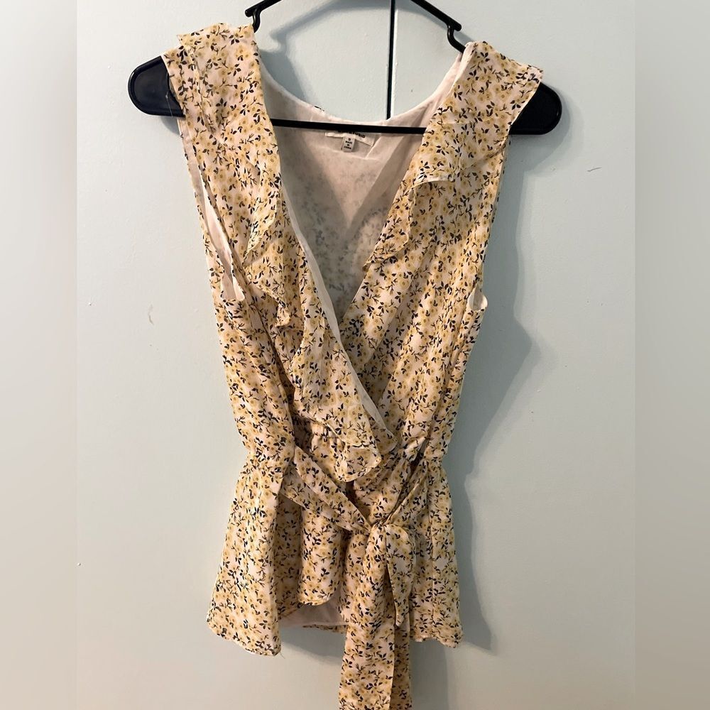 Max Studio Blouse Shirt Yellow Floral